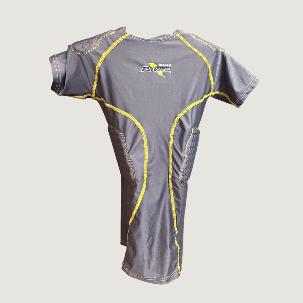Riddell Power Youth XL Padded Football Compression Shirt Grey Black 3002729
